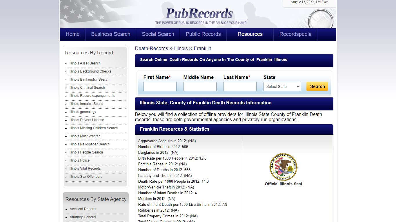 Franklin County, Illinois Death Records